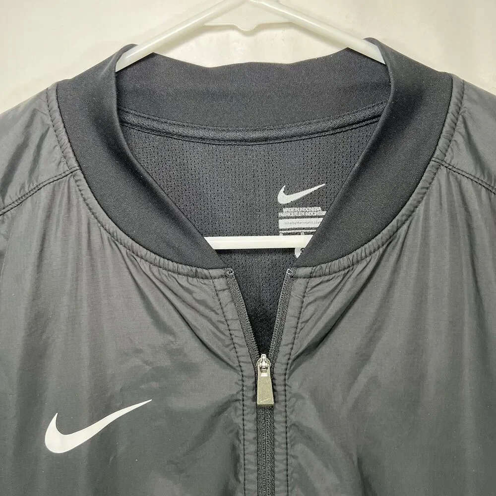 Nike Short Sleeve 1/4 Zip Woven Coaches Jacket Mens Size Small Black Windbreaker